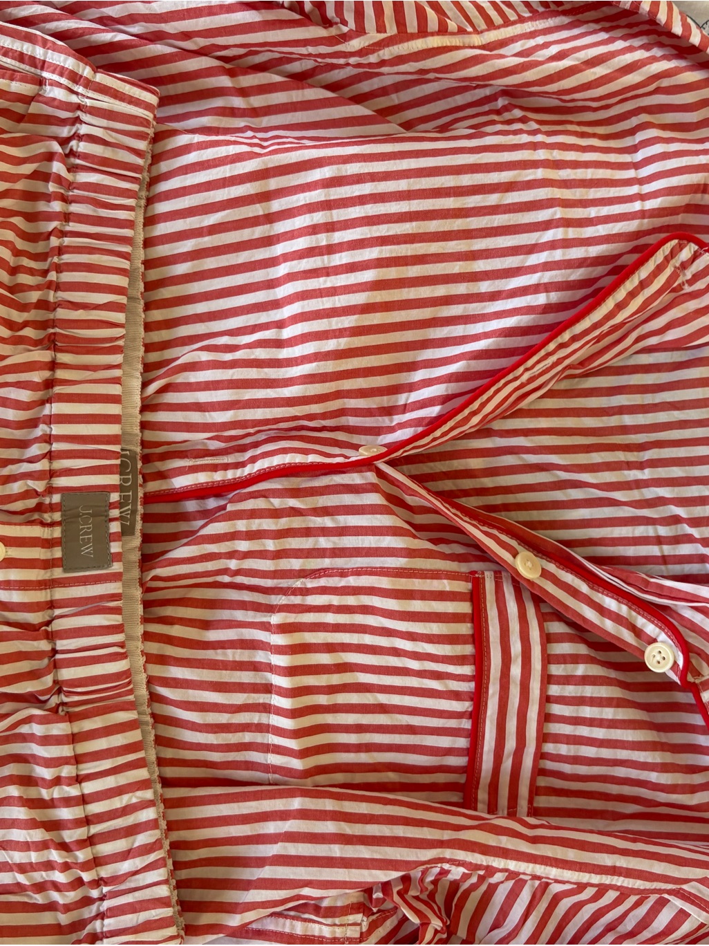 J. Crew Red And White Striped Button-Down Pj Set